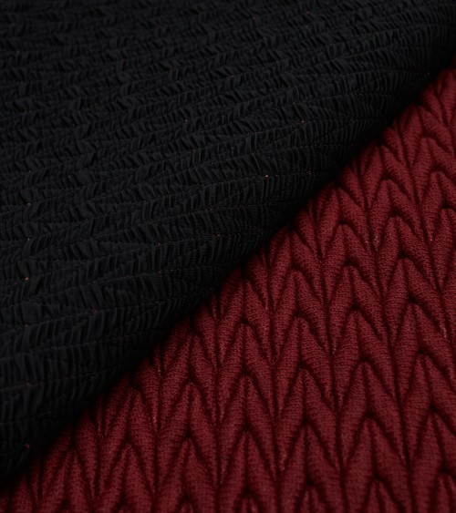 Red woollen quilted fabric