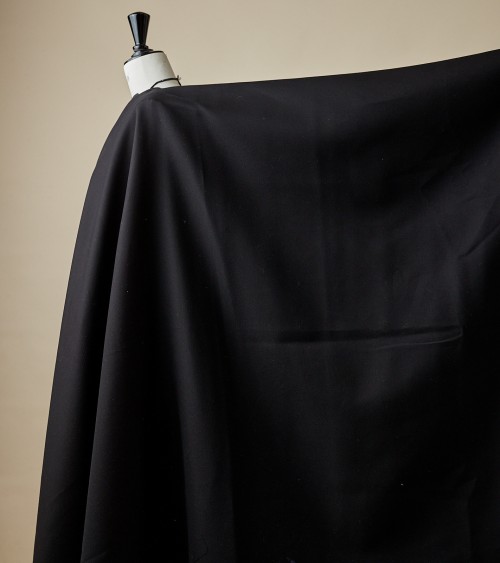 Black double whipcord cotton fabric