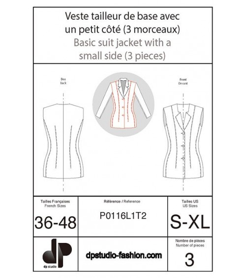 Veste tailleur de base, avec un petit côté ( 3 morceaux )