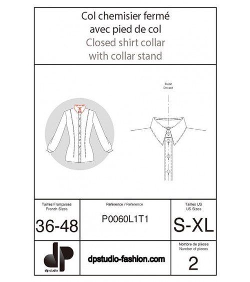 Col chemisier fermé avec pied de col