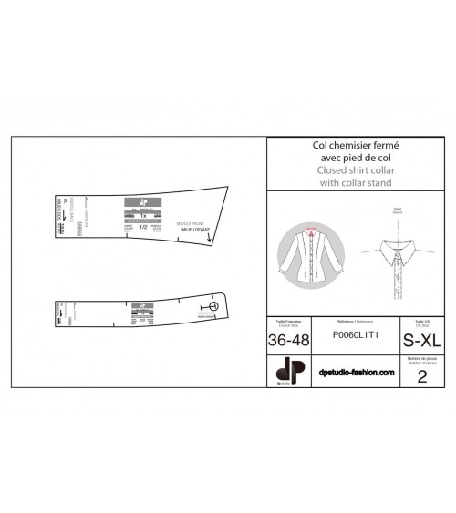 Col chemisier fermé avec pied de col
