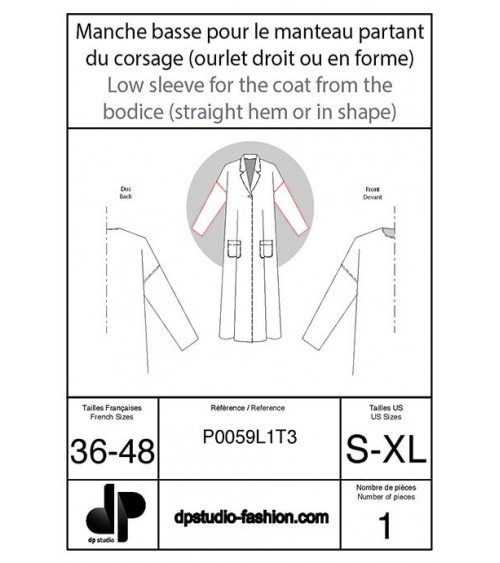 Manche basse ( pour manteau partant du corsage de base )