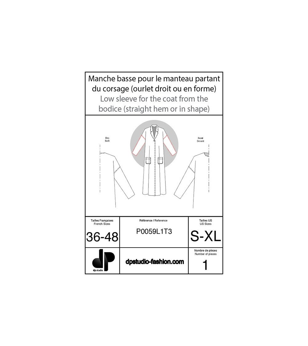 Manche basse ( pour manteau partant du corsage de base )