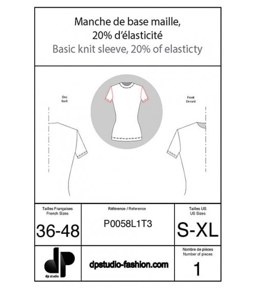 Manche de base maille, 20% d’élasticité