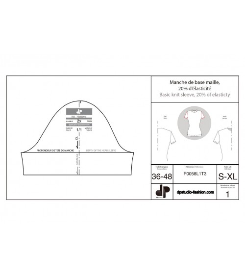 Manche de base maille, 20% d’élasticité