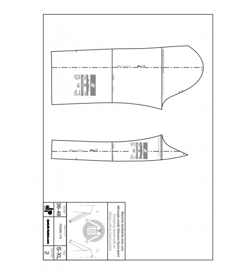 Manche tombante, avec une découpe coude ( pour blouson jean )