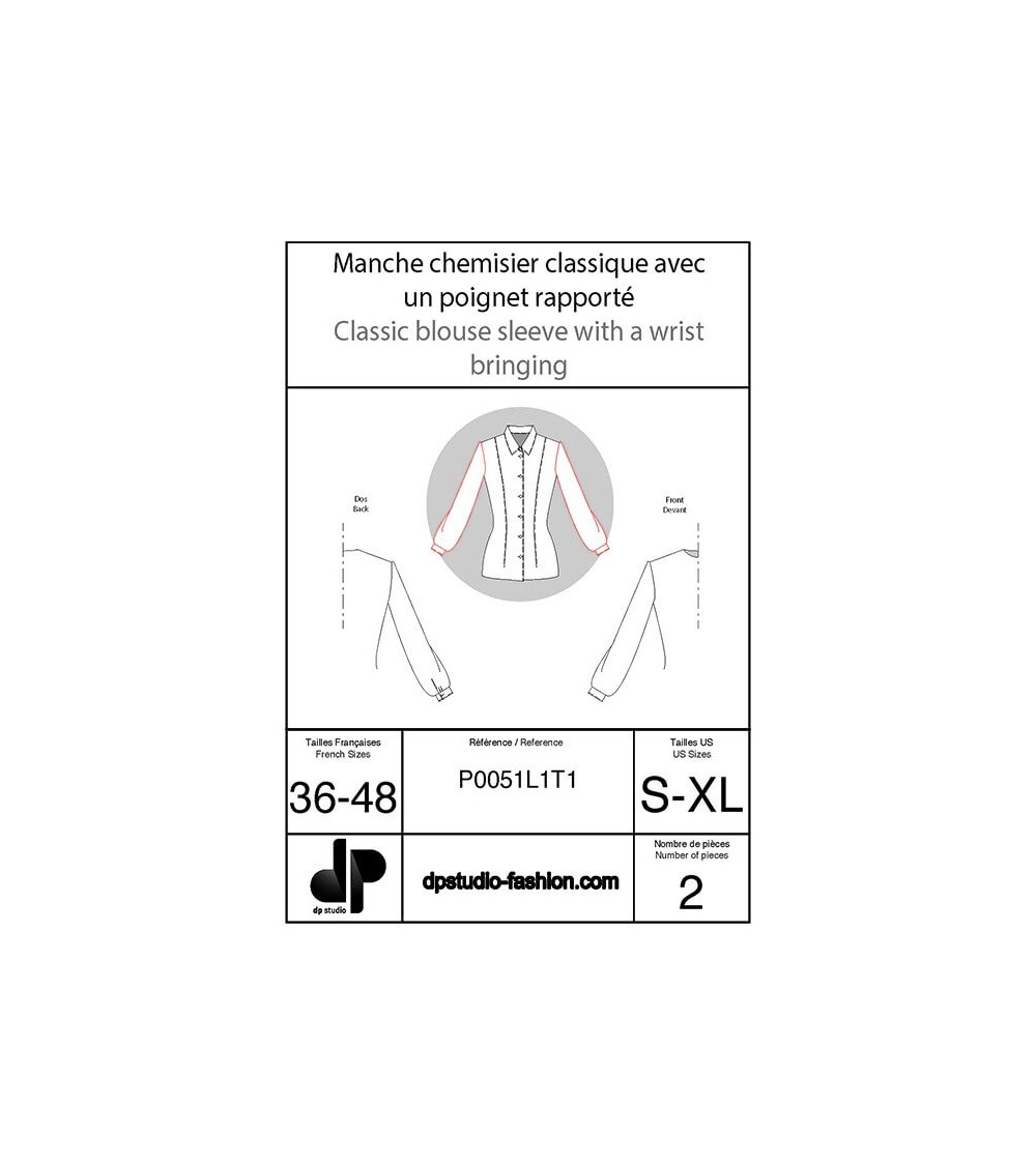 Manche chemisier classique, avec un poignet rapporté