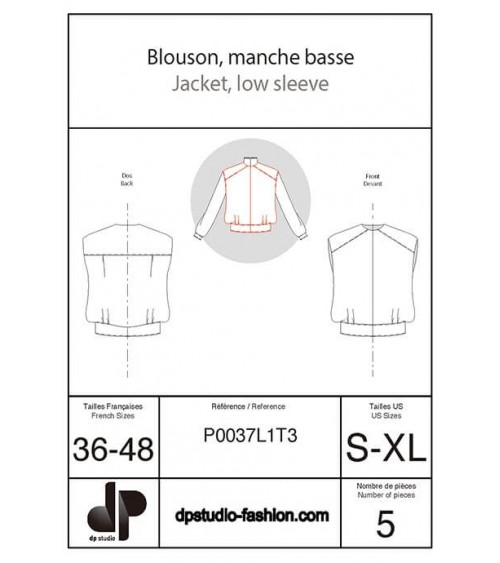 Blouson, manche basse