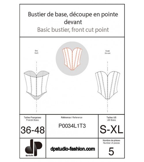 Bustier de base, découpe en pointe devant