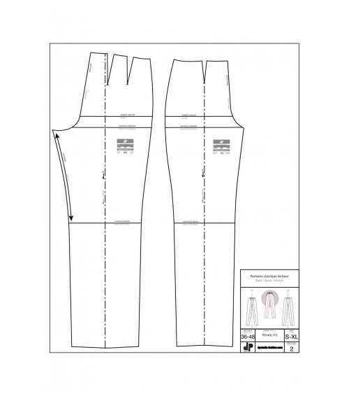Pantalon classique de base ( une pince devant, deux pinces dos )