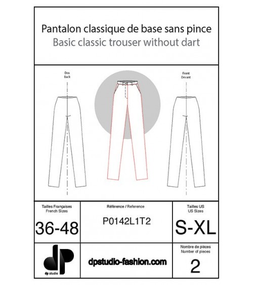 Pantalon classique de base, sans pince ( plus sportwear )