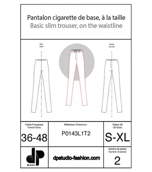Pantalon cigarette de base, à la taille ( slim )