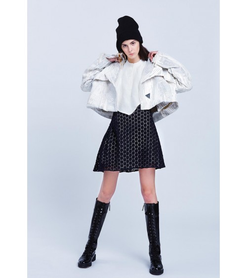 le 407a b and c - Cross-over pleated skirt