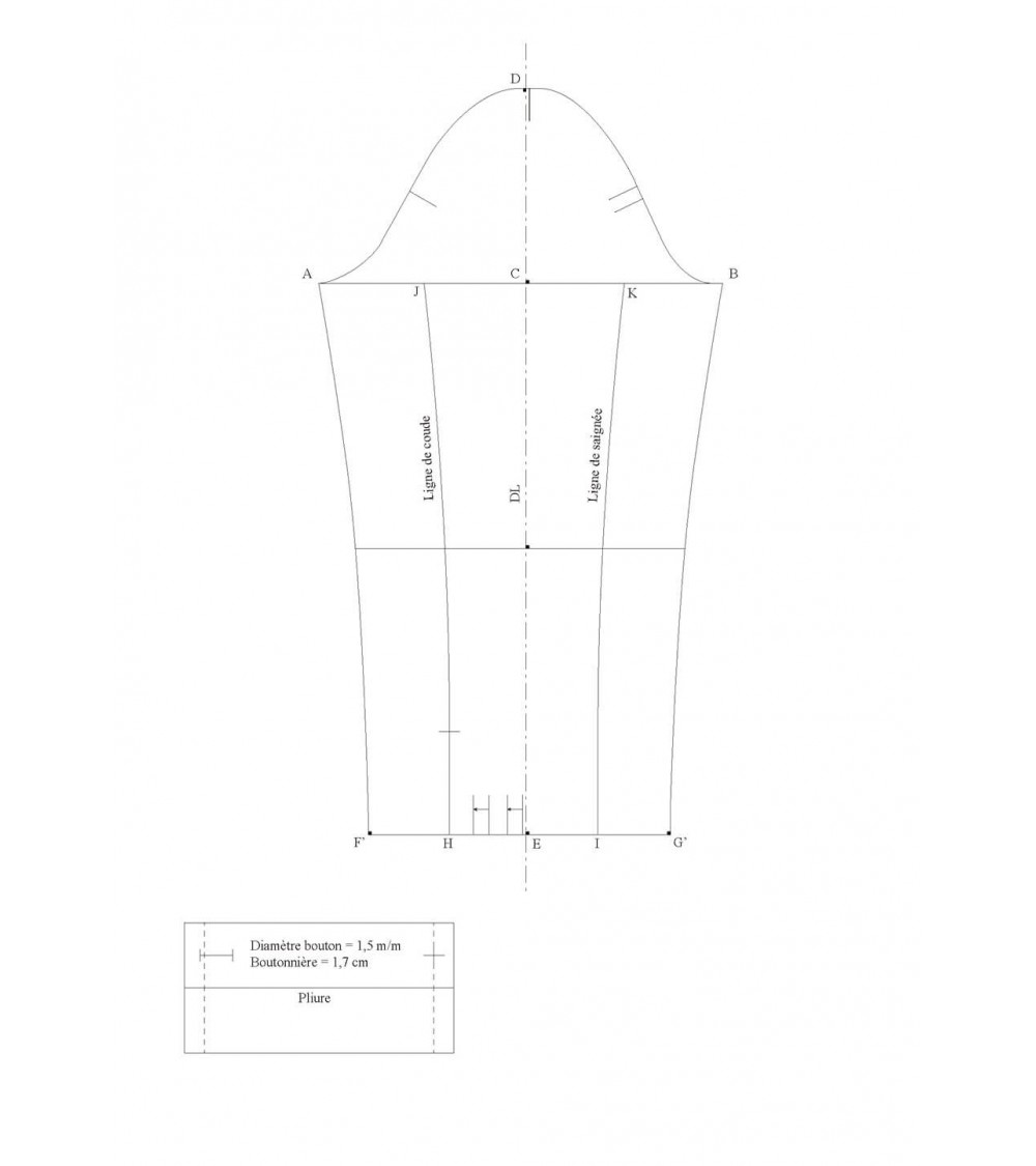 Simplified blouse sleeve with straight sleeve end