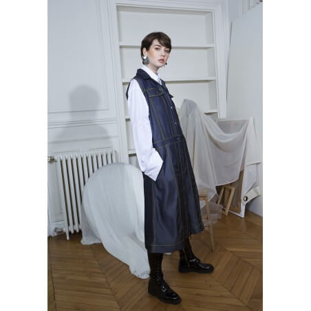 Blouson/gilet effet jean, à découpes et sans manche