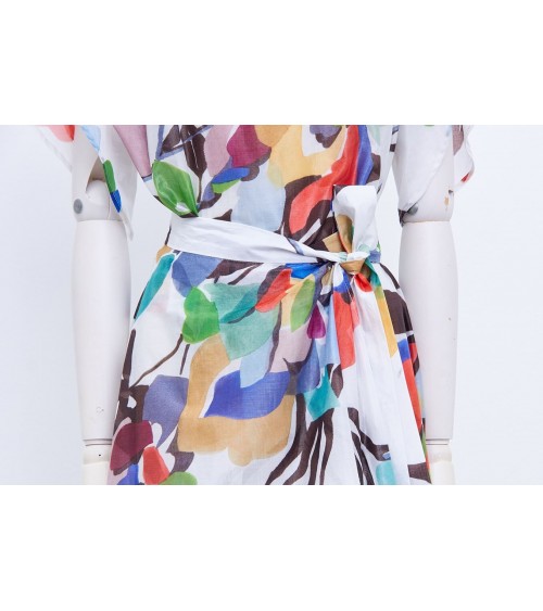 Asymmetric and belted flared wrap skirt