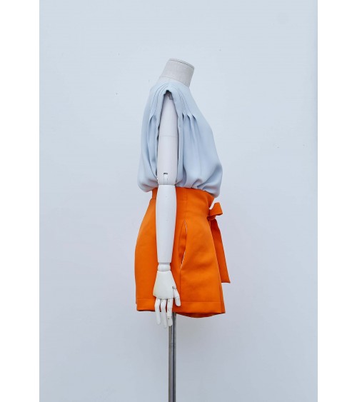 Short/Pantalon ceinturé, à plis