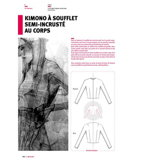 Kimono à soufflet semi-incrusté au corps