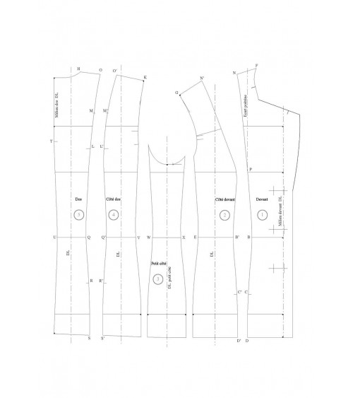 Veste tailleur à découpes bretelles et petit côté (5 morceaux)