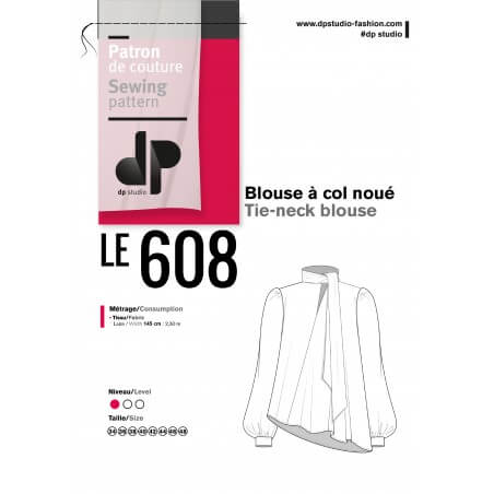 Le 608 Léa Blouse à col noué soie beige poils