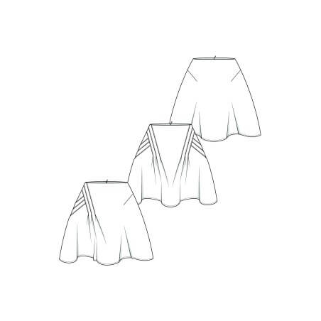 le 407a b and c - Cross-over pleated skirt