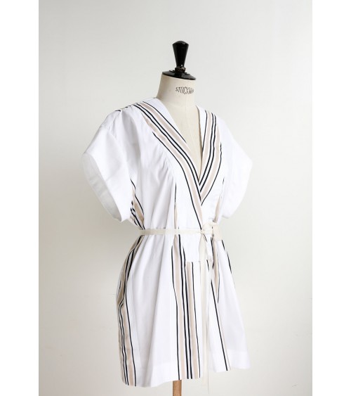 Tunic/dress with low-set sleeves and plunging neckline