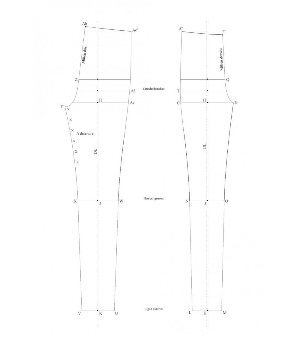 Base pattern for leggings that sit on the waist