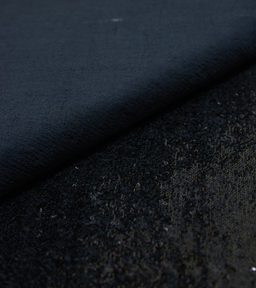 Glitter navy blue wool fabric