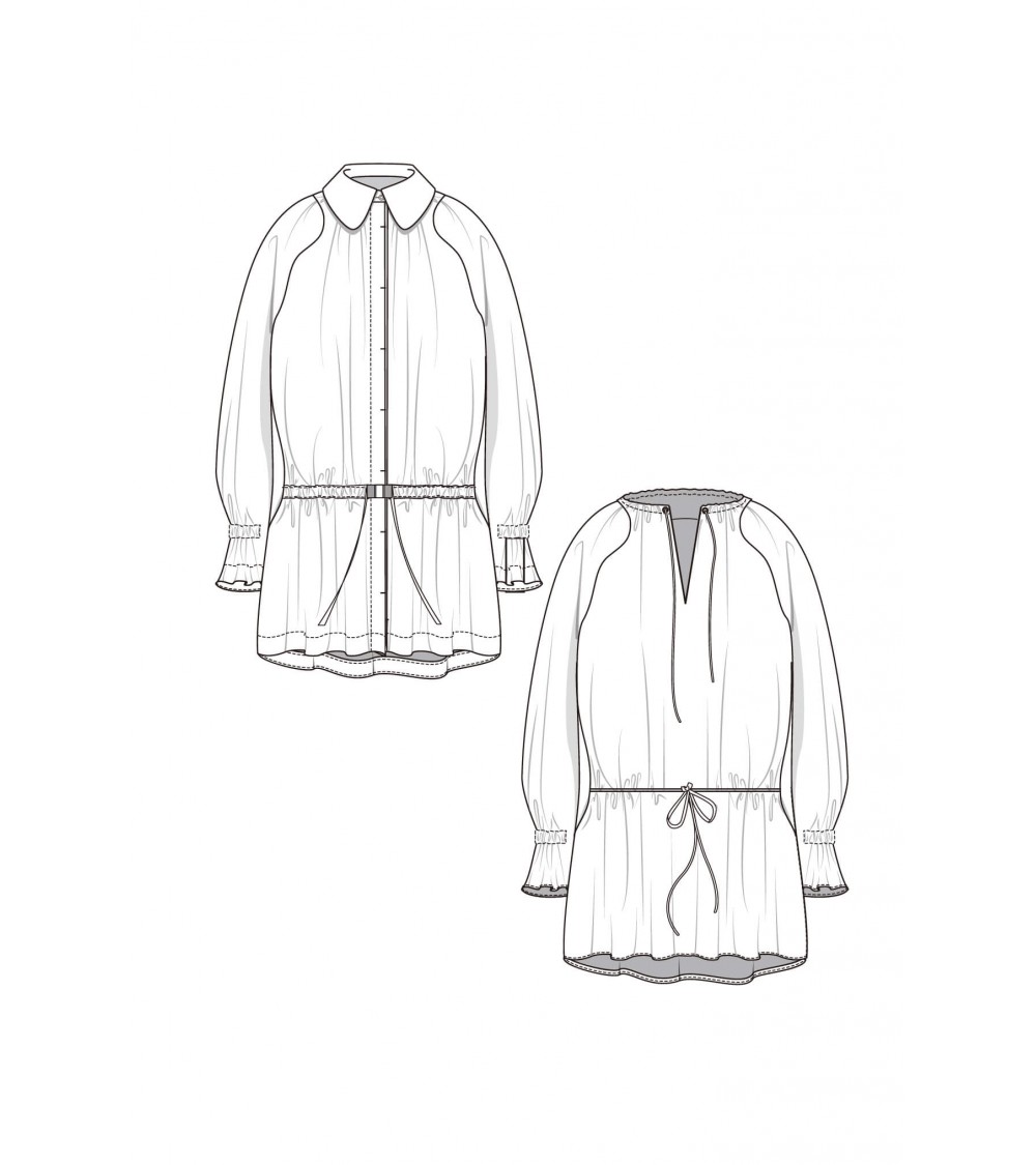 Parka with raglan-effect sleeves and elasticated waist