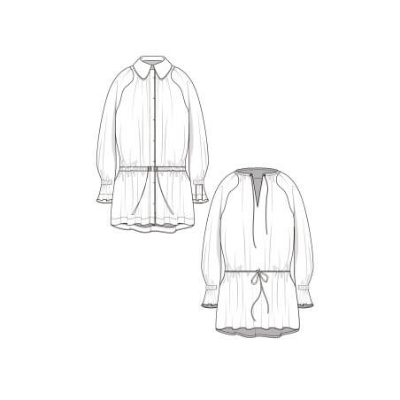 Parka with raglan-effect sleeves and elasticated waist