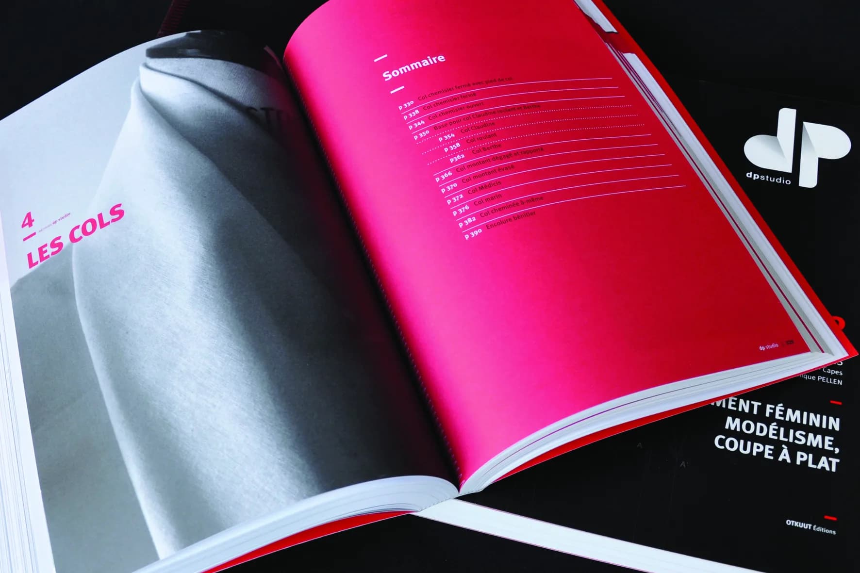 A volume of the method open at the chapter on collars and its contents page, resting on another volume